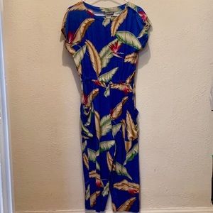 Vintage Tropical Blue Jumpsuit